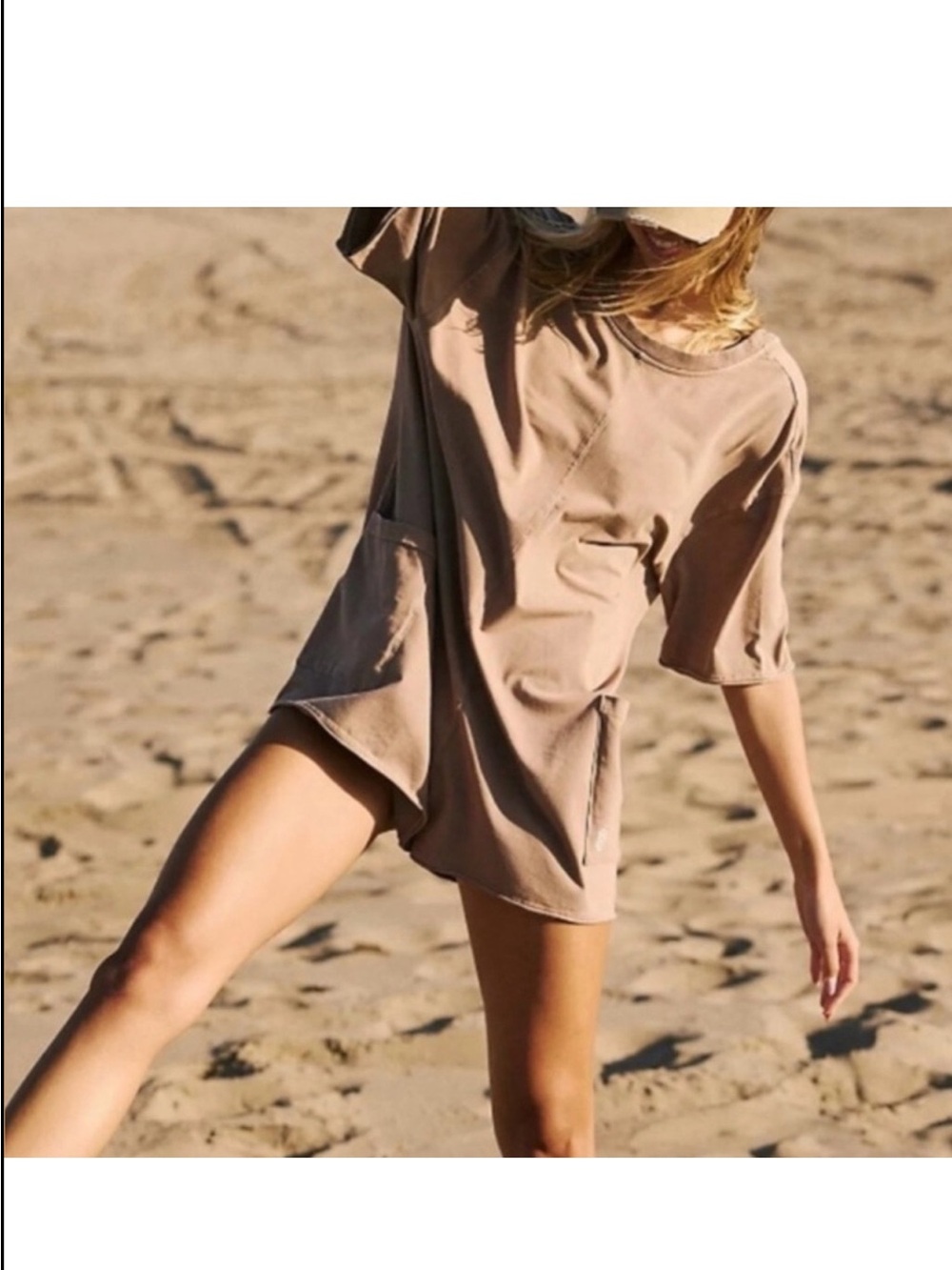 NWT Free People FP Movement Hot Shot Tee Romper Mocha Latte Sz S - Picture 2 of 16